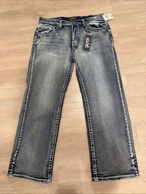 True Luck Classic Relaxed boot waist 36 and length Men's Jeans in Washed Blue